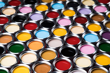 Background from multi color cans of paint