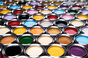 Paint cans palette, Creativity concept