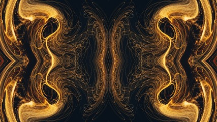 Rich liquid gold imitation graphic fractal art. Golden color background.