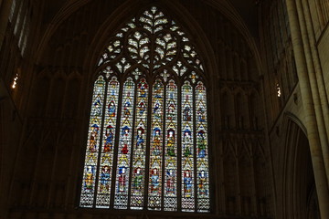 Beautiful stained glass windows of York Minster, Yorkshire, UK