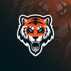 tiger mascot logo design vector with modern illustration concept style for badge, emblem and tshirt printing. angry tiger illustration.