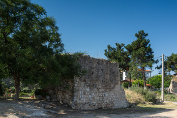 Fototapeta na wymiar Summer view of town of Nea Poteidaia, Kassandra, Chalkidiki, Central Macedonia, Greece