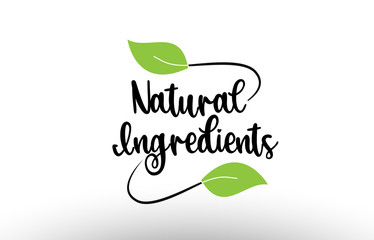 Natural Ingredients word text with green leaf logo icon design