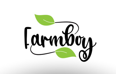 Farmboy word text with green leaf logo icon design