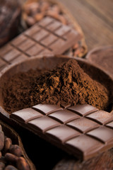Chocolate , candy sweet, dessert food on natural paper background