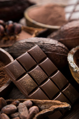 Chocolate , candy sweet, dessert food on natural paper background