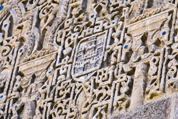 Old moorish stone carving close-up, Sevilla