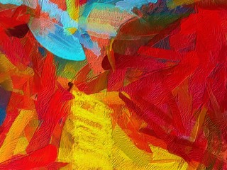 Oil painting print for wall art decor. Abstraction drawing in fine contemporary style such as expressionism splashes on canvas. Hand made original design background pattern for creative production. © Avgustus