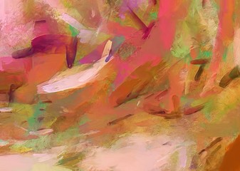 Oil painting print for wall art decor. Abstraction drawing in fine contemporary style such as expressionism splashes on canvas. Hand made original design background pattern for creative production. © Avgustus