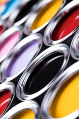 Paint cans palette, Creativity concept