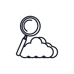 magnifying glass with cloud computing
