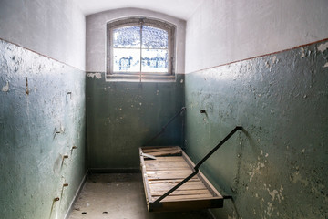 Ancient Prison Cells in an Old Jail. 