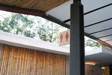 Fototapeta premium Toilet sign. Signage indicating location or toilet position for men and women. 