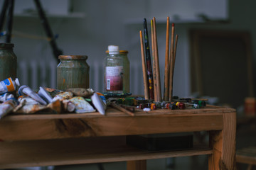 art table in the workshop