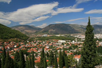 Fototapeta na wymiar Landscape of Mostar, Bosnia and Herzegovina
