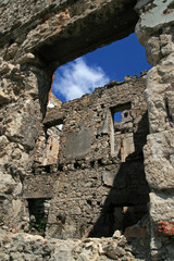 Damaged and ruined building after Bosnian War, Mostar, Bosnia and Herzegovina