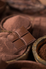 Chocolate , candy sweet, dessert food on natural paper background
