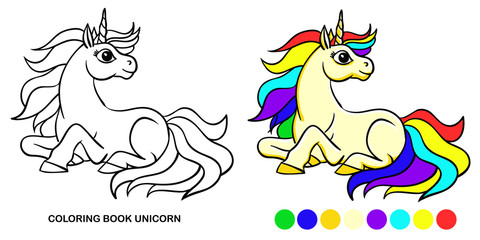 Coloring book lying unicorn theme © Valerii