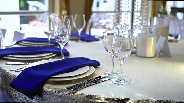 Table for a party or a wedding reception, a decoration concept for weddings or social events.