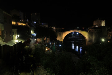 Old Bridge, by night, Old Town, Mostar