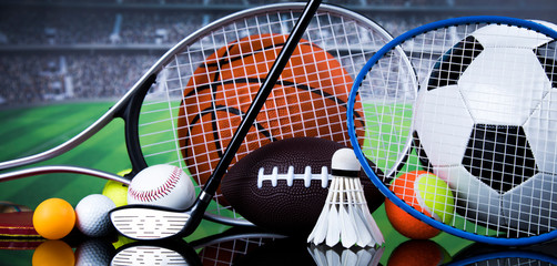 Group of sports equipment, Winner background