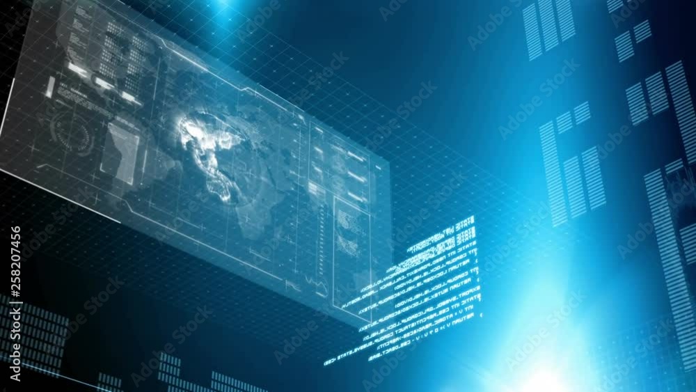 Poster technological dashboard with spinning globe