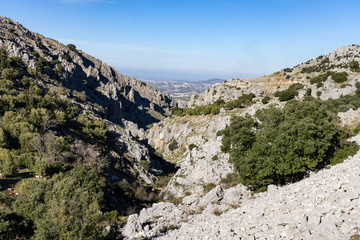 Fototapeta na wymiar Aerial view of the mountain of sierra subbeticas, zuheros spain