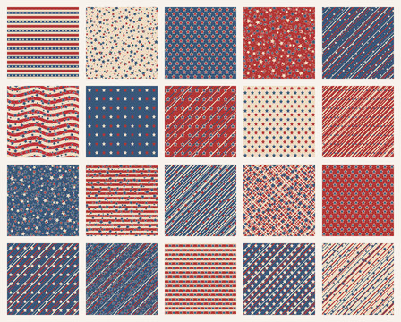 American stars and stripes seamless patterns