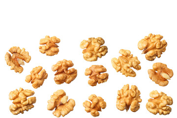 walnuts isolated on white background top view