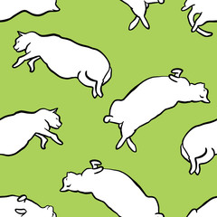 Funny hand drawn fat cats seamless pattern