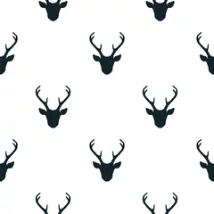 Fotobehang Hipster Dieren Seamless pattern with deer heads  © Mara Fribus