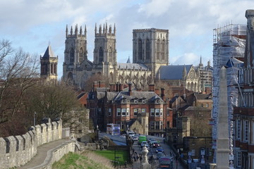 Views over York, including Minster and City Wall - Yorkshire, England, UK