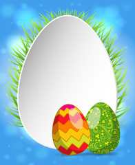 Easter egg greeting card in green grass