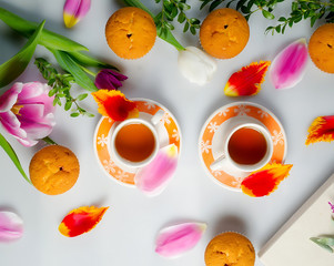 beautiful morning, coffee sweets flowers