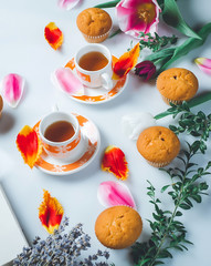 beautiful morning, coffee sweets flowers