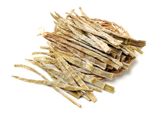 Dry young bamboo shoot on white background