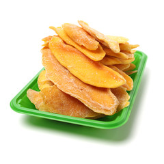 MangoFilefish, Thread-sail filefish fish on white background. dry mango on the background