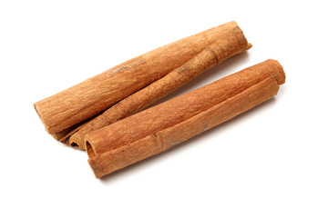 Cinnamon on white background