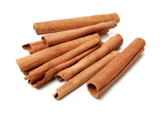 Cinnamon on white background