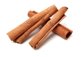 Cinnamon on white background