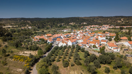 Fototapeta na wymiar Aerial view of Vila Nova da Erra, in Coruche, Portugal. Drone Photo