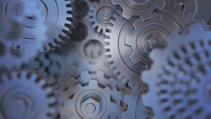 Cogs and gears rotating. Looping animation.