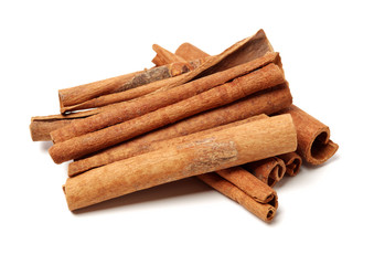 Cinnamon on white background