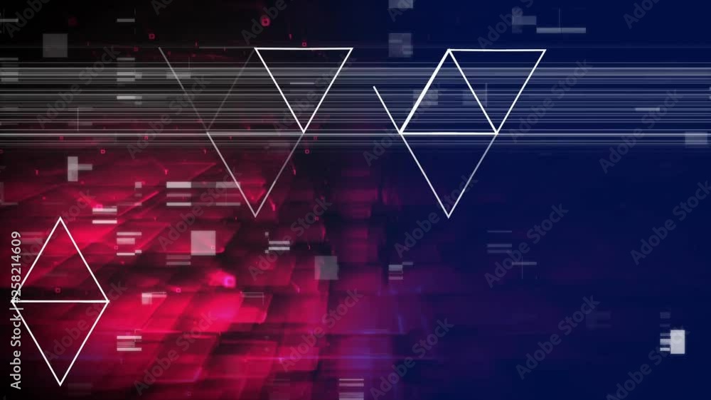 Poster drawing triangle on foreground with sizzling on purple background. there are virtual squares and pi