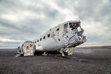 The abandoned wreck of a plane on Solheimasandur, Iceland
