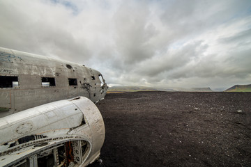 The abandoned wreck of a plane on Solheimasandur, Iceland