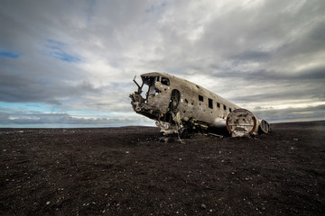 Fototapeta na wymiar The abandoned wreck of a plane on Solheimasandur, Iceland