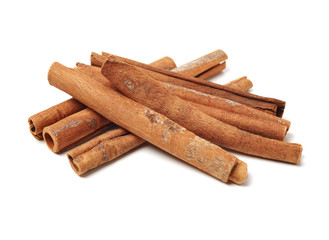 Cinnamon on white background