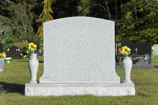 Blank tombstone in cemetery