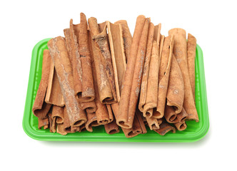 Cinnamon on white background